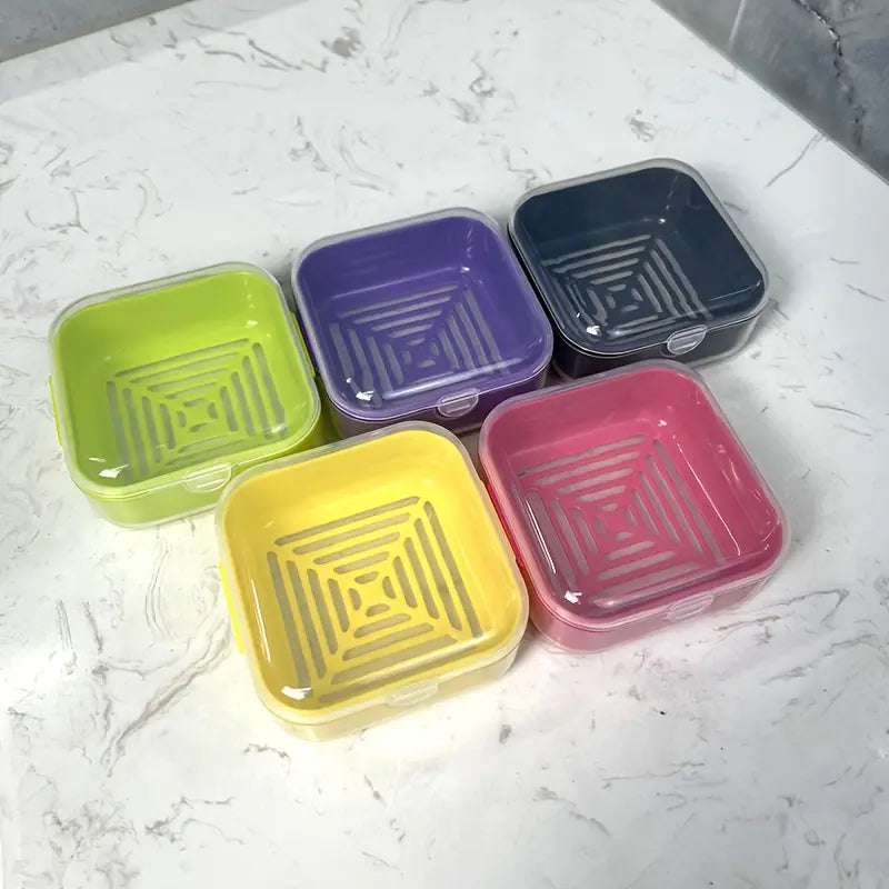 2pcs Plastic Square Travel Soap Box With Lid Sealed Dust-proof Soap Holder For Bathroom