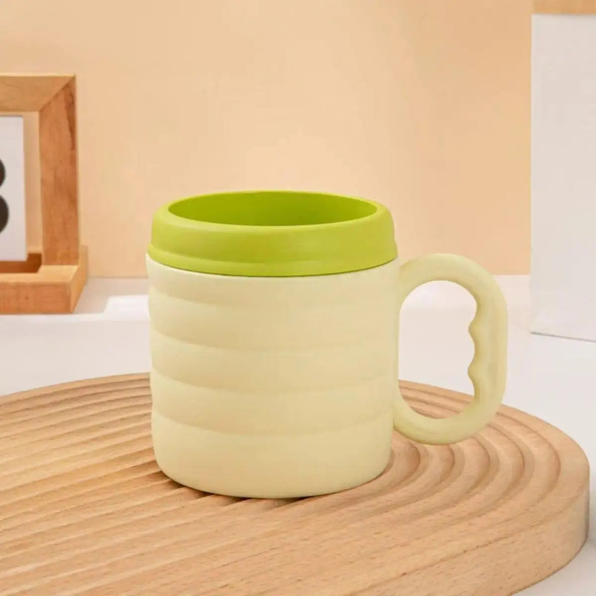 1PC Macaron-Shaped Spliced-Color Durable PP Material Double-Layered Bathroom Tumbler for Adults - Multi-Use for Mouthwash, Dental Care
