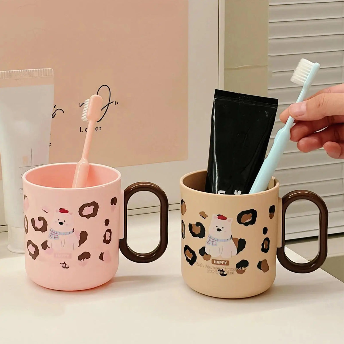 ABS Plastic Bathroom Tumbler Organiser - Compact Single-Unit Adult & Youth Vanity Storage Cup, Anti-Slip Grip, Deep Capacity, Reusable for Sink Counter & Travel