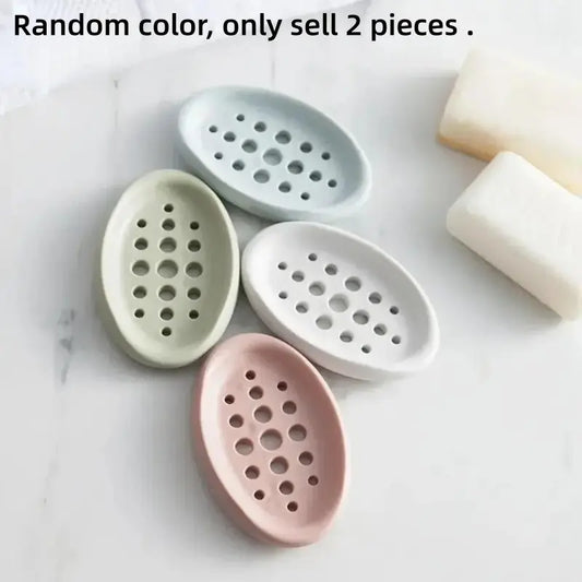 2 Pieces Oval Silicone Soap Dish with Drainage Self-Draining Multi-Functional Bathroom Soap Holder, Waterproof Shower Soap Rack, Durable and Easy to Clean, Bathroom Accessory
