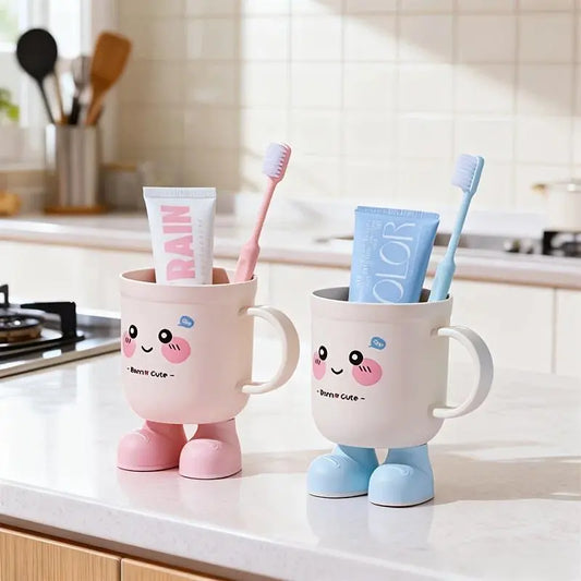 1pc Stylish Cartoon Bathroom Tumbler - Cute Big-Eyed Single Cup for Dormitory and Home Use
