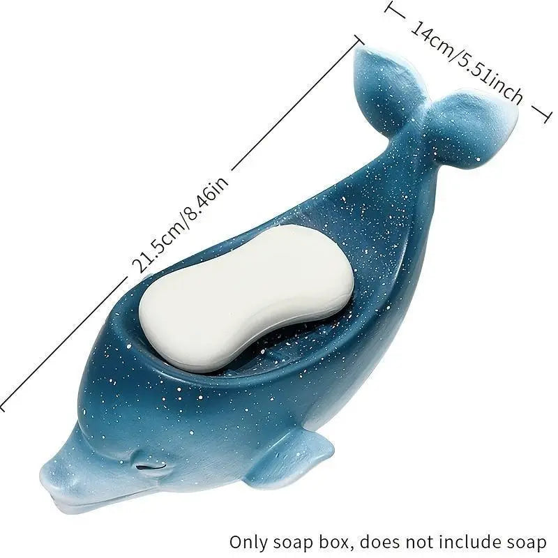 1pc Ceramic Starry Sky Dolphin Soap Dish - Bathroom Soap Holder with Drainable Mouth Design, Non-Water Accumulation for Home Use