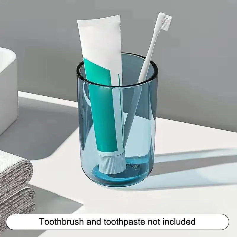 Couple Solid-Color Transparent Large-Capacity Nordic-Style 1-Piece Plastic Bathroom Tumbler, Home & Bathroom Supplies for Toothbrush & Mouthwash Use, One Piece