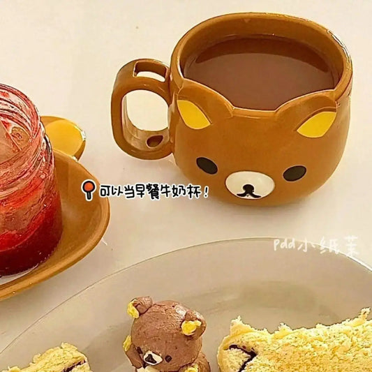Chubbybaby Rilakkuma Cartoon Tumbler - Hangable 7x8cm Child's Plastic Water Cup, Cute Bear Bathroom Toothbrush Mouthwash Accessory