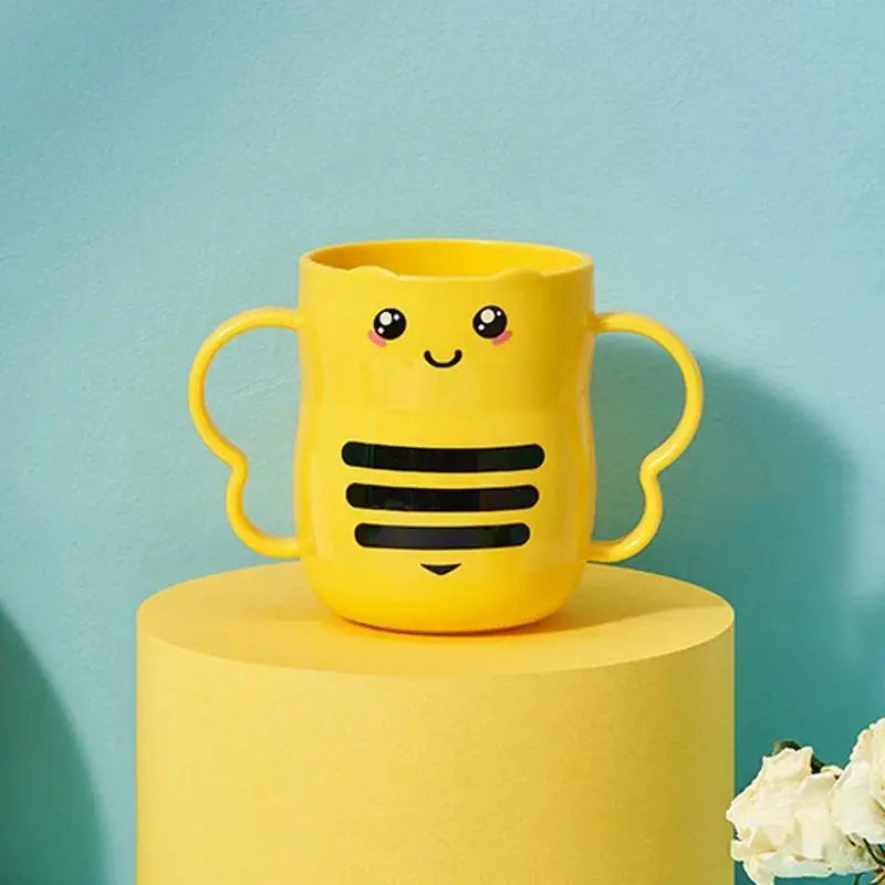 Children's Cartoon Cute Little Bee PP Plastic Tumbler - 301-400ml Thickened Drop-Resistant Home Bathroom Mouthwash Cup