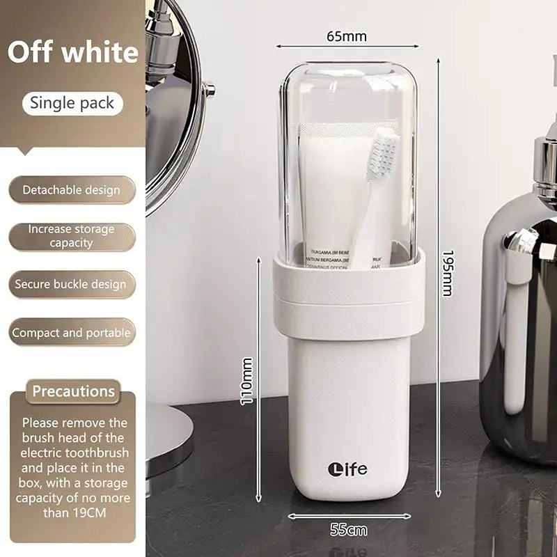 Portable Plastic Toothbrush Cup with Lid - Anti-Drop Bathroom Tumbler, Travel Container for Brushing and Mouthwash Use