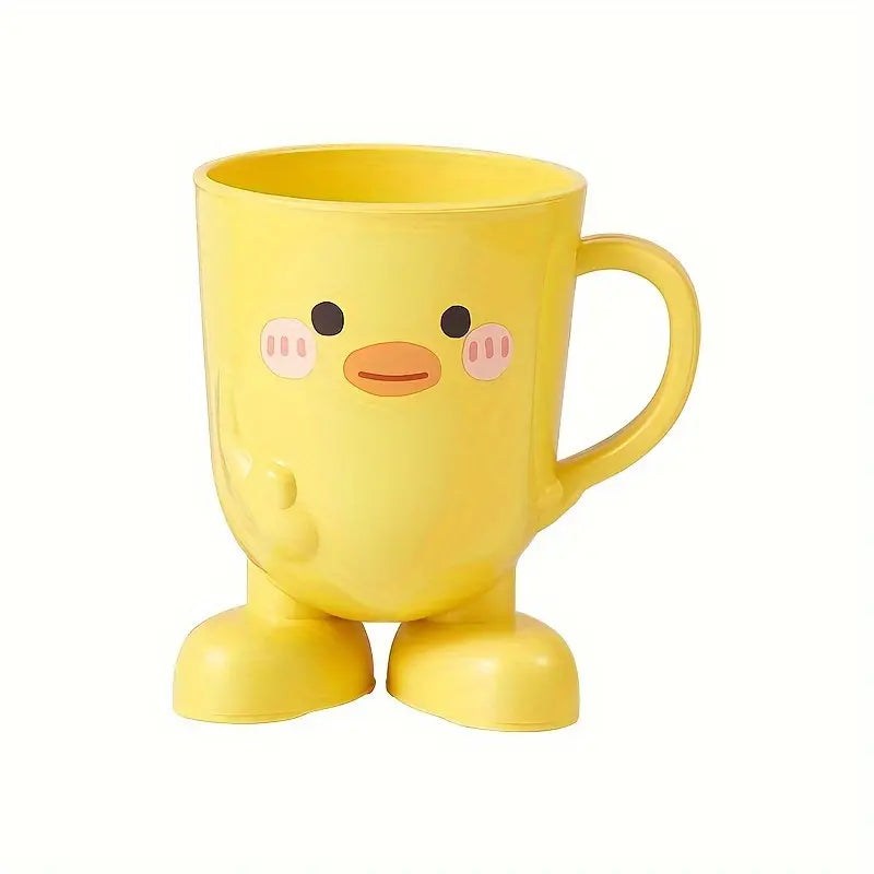 Cartoon Bathroom Tumbler - Cute Face, Playful Look, Durable Plastic, Freestanding, Everyday Use for Bathroom Organization