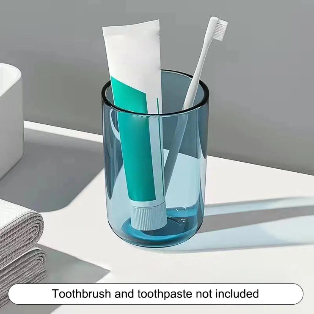 New Transparent Plastic Tumbler, Large-Capacity Thick Solid-Color Mouthwash & Toothbrush Cup for Household Bathroom Use