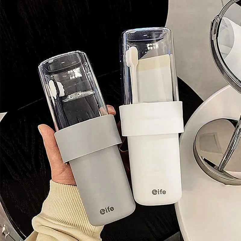 Portable Plastic Toothbrush Cup with Lid - Anti-Drop Bathroom Tumbler, Travel Container for Brushing and Mouthwash Use