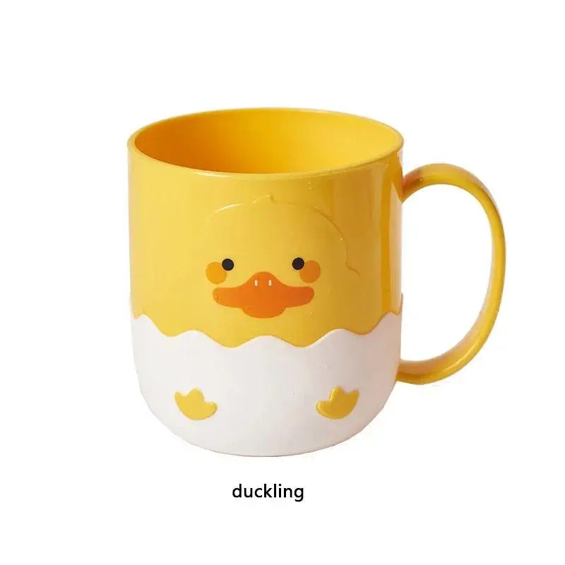 1PC PP Plastic Environmental Safe Bathroom Tumbler - 501-600ml Circular Cartoon Cute Little Yellow Duck & Chicken Design, Light Luxury Mouthwash Holder & Toothbrush Cup for Couples' Home Use