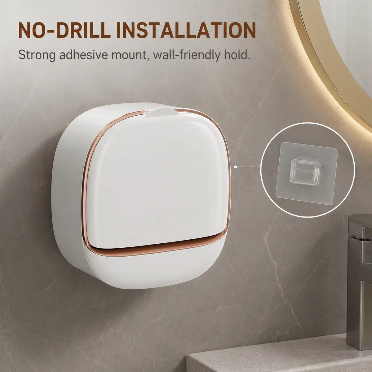 Wall-Mounted ABS Durable 2-Layer Bathroom Soap Dish with Drain System, Punch-Free Soap Saver, Waterproof Flip Lid for Shower Use