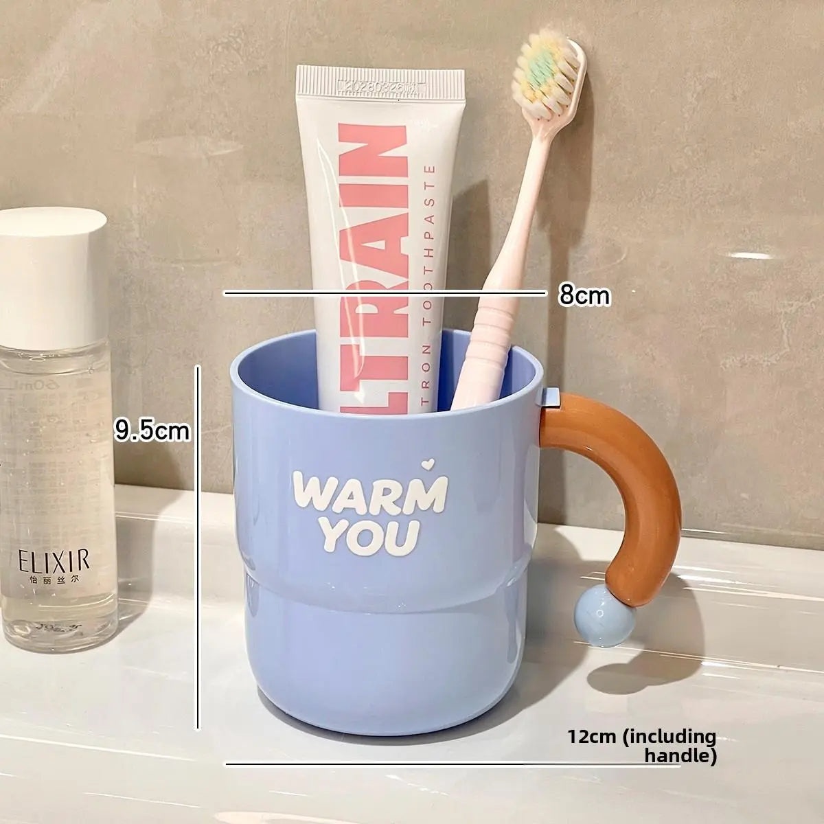 Anti-Mold Toothbrush Cup Creative Bathroom Accessories for Couples Children Students Plastic Printed Cartoon Style 400ml Capa...