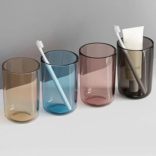 Couple Solid-Color Transparent Large-Capacity Nordic-Style 1-Piece Plastic Bathroom Tumbler, Home & Bathroom Supplies for Toothbrush & Mouthwash Use, One Piece