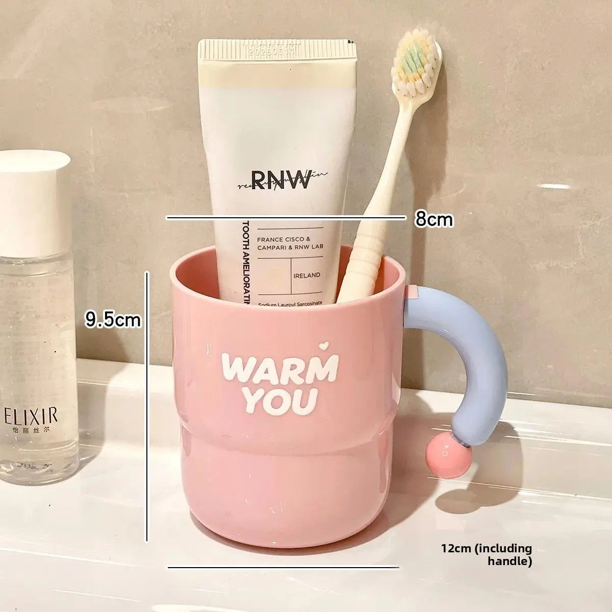 Anti-Mold Toothbrush Cup Creative Bathroom Accessories for Couples Children Students Plastic Printed Cartoon Style 400ml Capa...