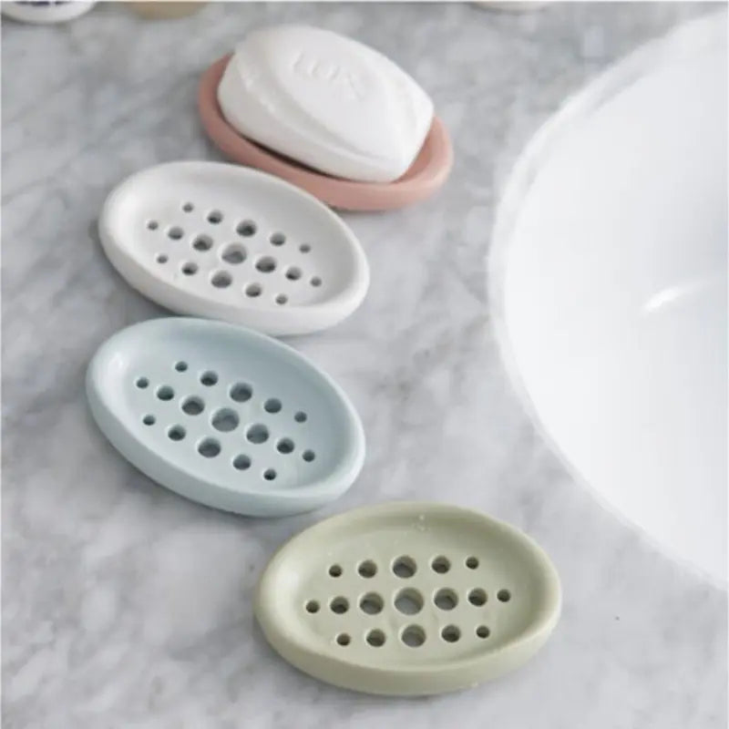 2 Pieces Oval Silicone Soap Dish with Drainage Self-Draining Multi-Functional Bathroom Soap Holder, Waterproof Shower Soap Rack, Durable and Easy to Clean, Bathroom Accessory