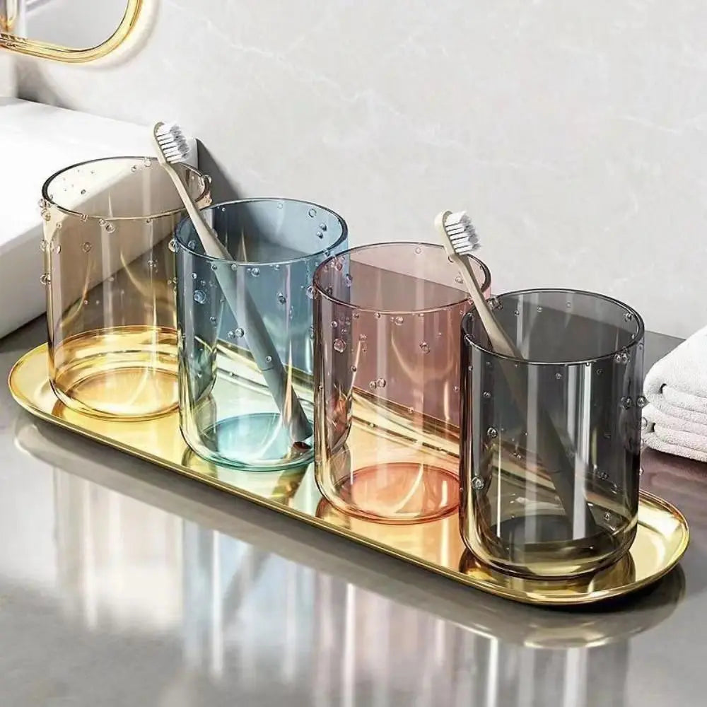 New Transparent Plastic Tumbler, Large-Capacity Thick Solid-Color Mouthwash & Toothbrush Cup for Household Bathroom Use