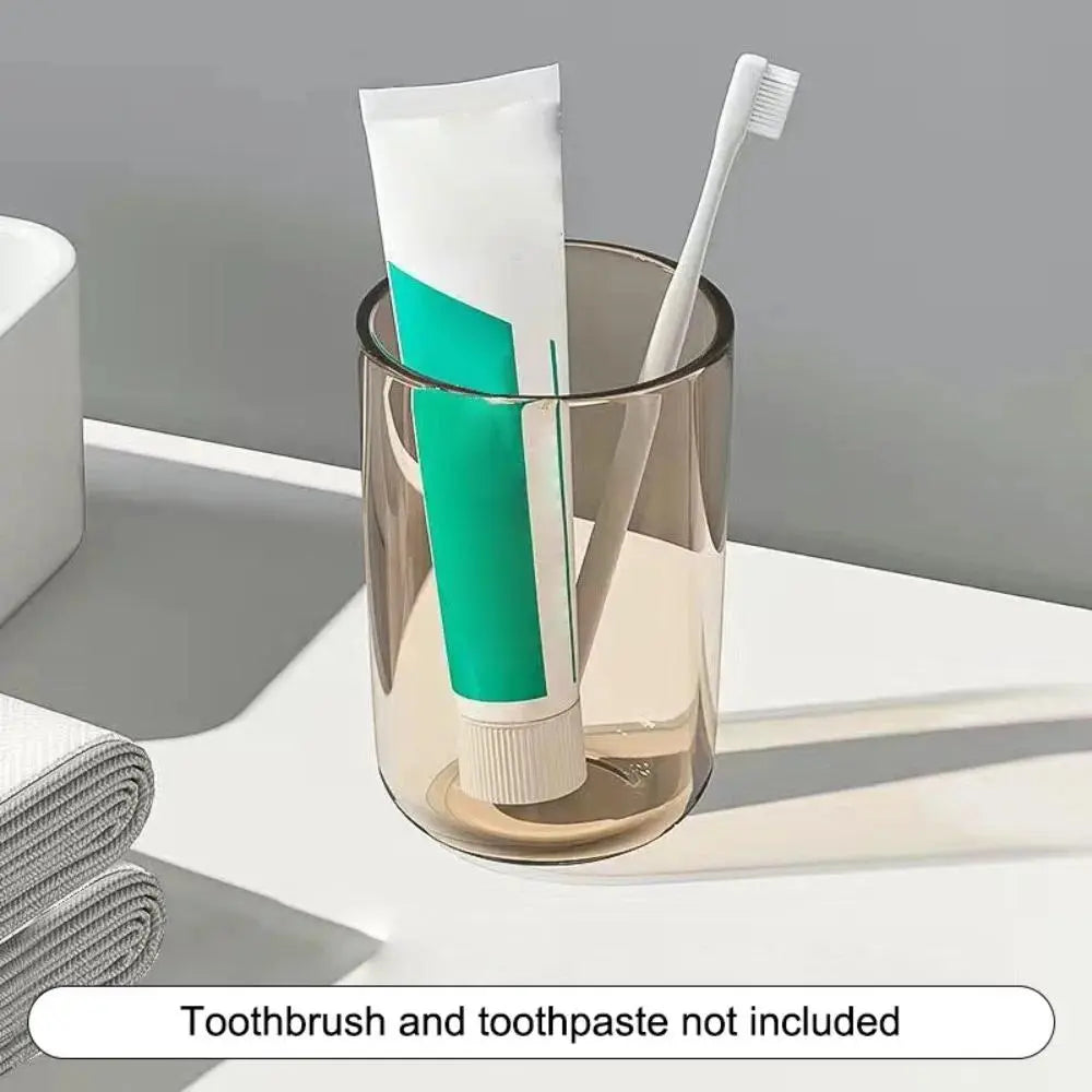 New Transparent Plastic Tumbler, Large-Capacity Thick Solid-Color Mouthwash & Toothbrush Cup for Household Bathroom Use
