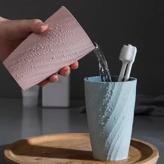 Ceramic Double-Layer Grip Bathroom Tumbler - Minimalist Industrial Couple Edition, Good Quality Durable Home Bathroom Accessory