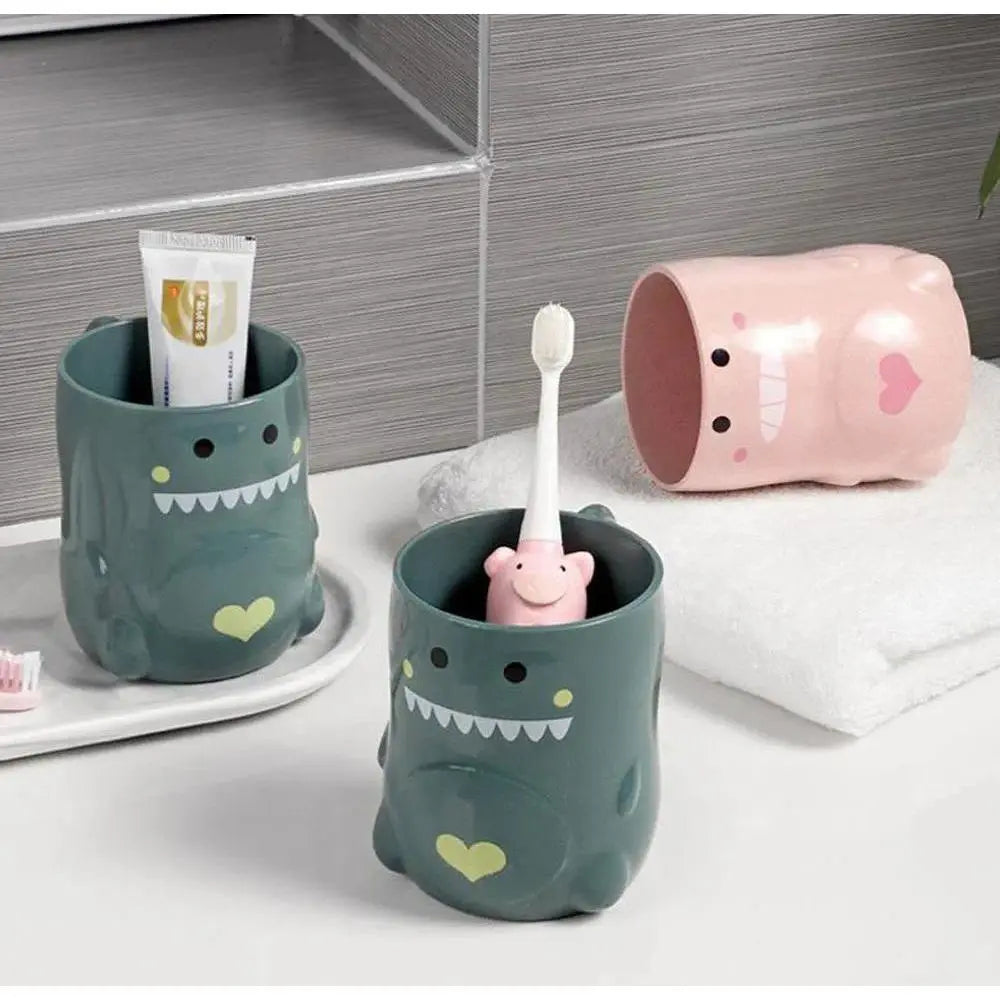 Ceramic Cute Dinosaur Bathroom Tumbler - Creative Children's Bath Supply for Gargling, Brushing Teeth, and Milk Water Drinking