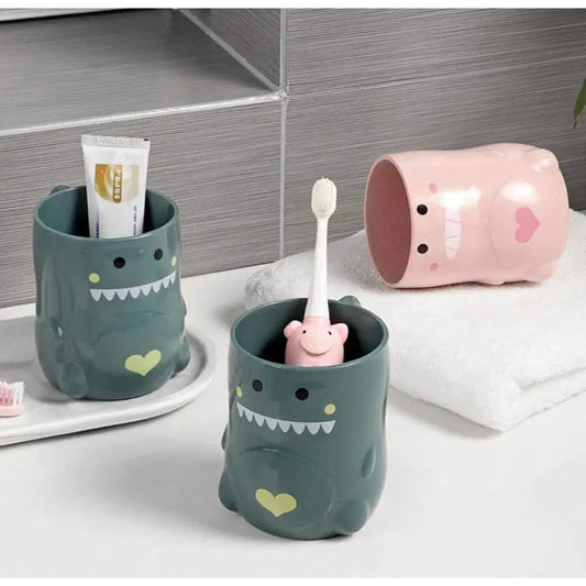 Ceramic Cute Dinosaur Bathroom Tumbler - Creative Children's Bath Supply for Gargling, Brushing Teeth, and Milk Water Drinking