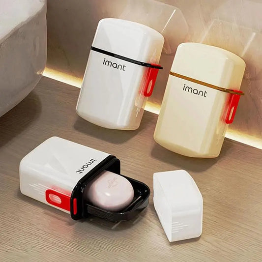 Lightweight Travel Soap Box with Lid, Plastic-Silicone Buckle-Design Sealed Leak-Proof Water-Draining 2-Layer Drainable Dish (12*7*4.5cm), Portable Bathroom Organizer for Travel, Business Trips