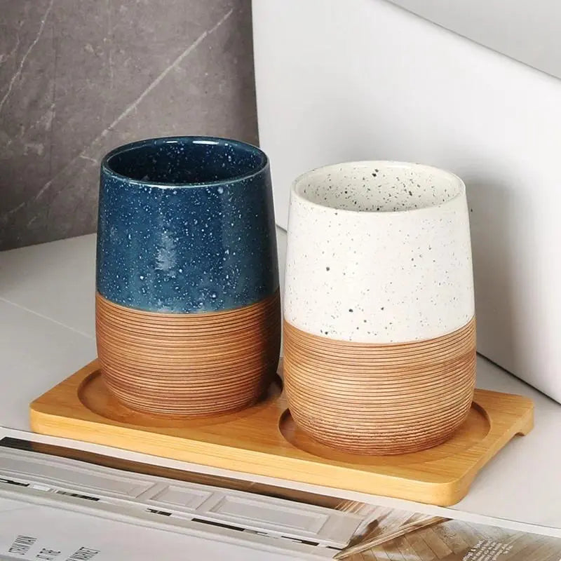 European Retro Ceramic Tumbler, Couple-Friendly Toothbrush & Mouthwash Cup, High-End Creative Home Bathroom Accessory