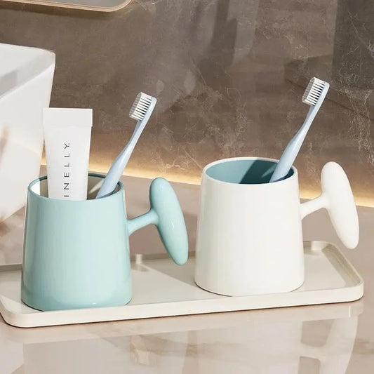 Premium Sense Toothbrush & Mouthwash Cup - Creative Brushing Tumbler for Bathroom, Simple PP Plastic Tooth Cup, Lightweight Quick-Dry, Durable and Space-Saving for Couples or Small Families