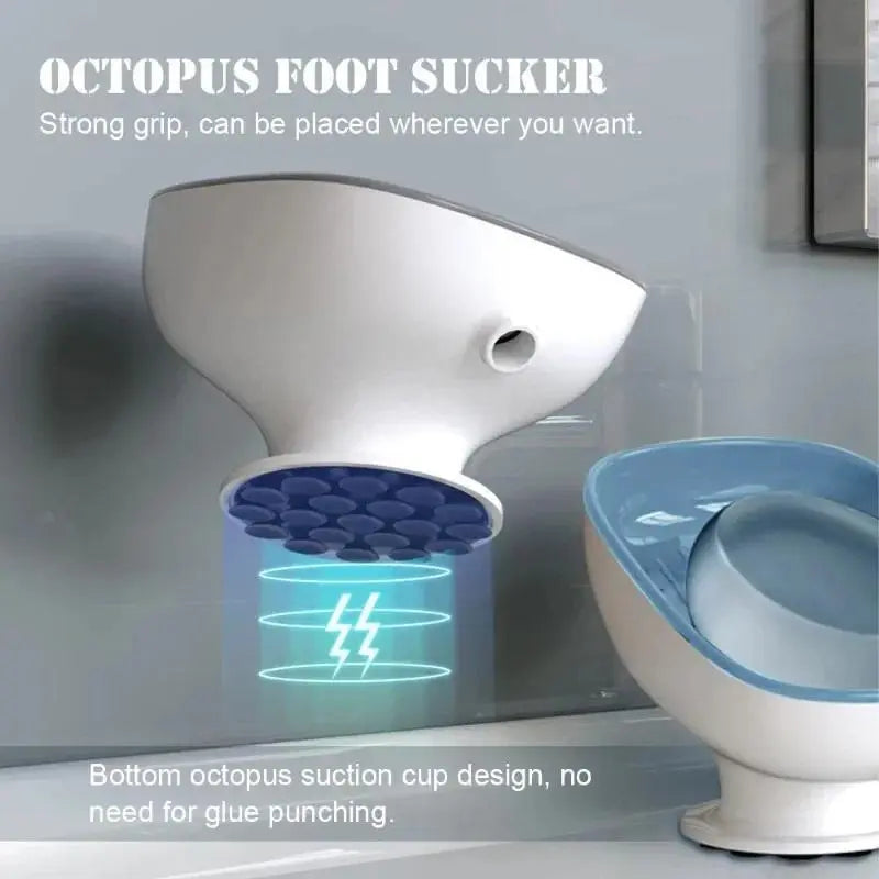 1-Piece Self-Draining Silicone Base Square Soap Dish with Super Suction & Lid - Fast-Draining Soap Holder for Bathroom Sink, Bathroom Accessories, Soap Dish For Bathroom Sink