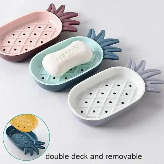 Square Durable Plastic Bathroom Soap Holder with Lid - 19x9.5cm Water-Draining Tray Stand, 1 Pad Organizer, Home Bath Supply