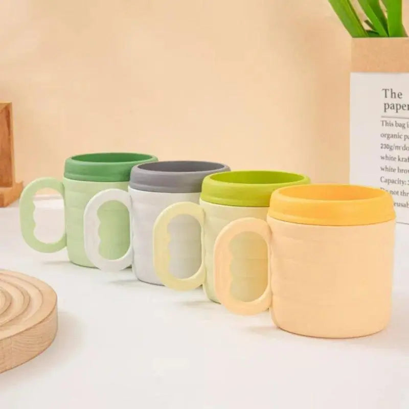 1PC Macaron-Shaped Spliced-Color Durable PP Material Double-Layered Bathroom Tumbler for Adults - Multi-Use for Mouthwash, Dental Care