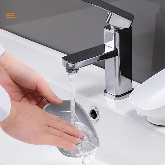 Elevated Base Shower Soap Dish with Drainage Hole, Water Guide Spout & Non-Slip Holder, Water Draining Bar Soap Tray for Bathroom Sink & Kitchen