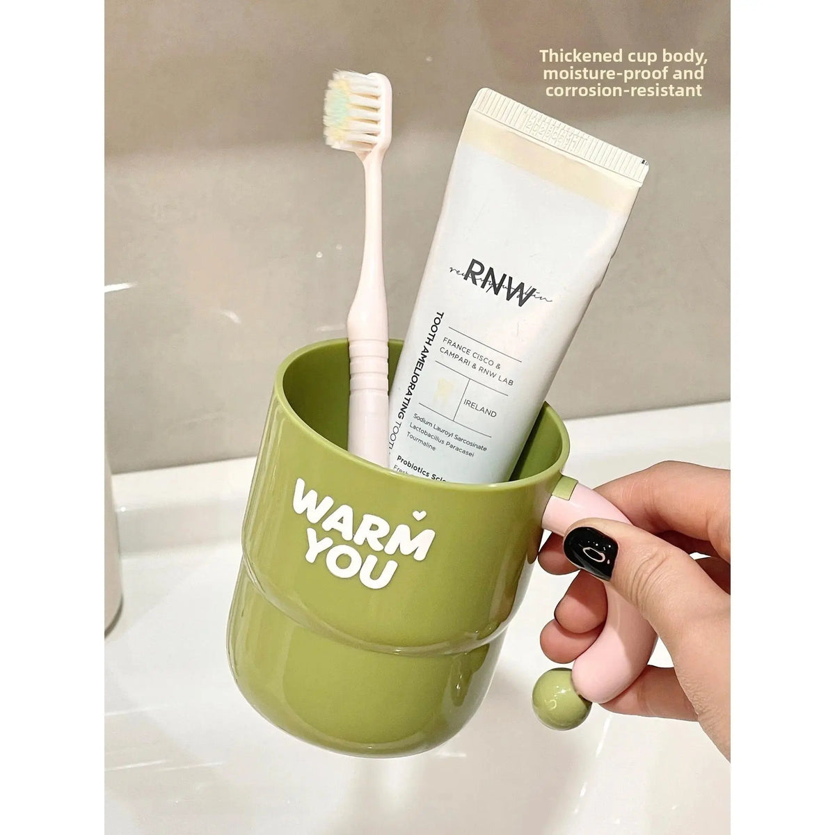 Anti-Mold Toothbrush Cup Creative Bathroom Accessories for Couples Children Students Plastic Printed Cartoon Style 400ml Capa...