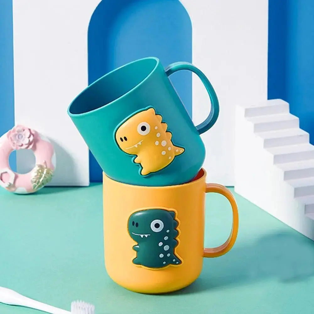 Plastic Dinosaur Bathroom Tumbler - Animals-Themed, Playful Look, 400ml, 4.13"x3.74"x3.15", Compact, Lightweight Adult Toothbrush Cup & Mouthwash Holder, Portable Drinking Cup for Bath-Kitchen Home Supplies