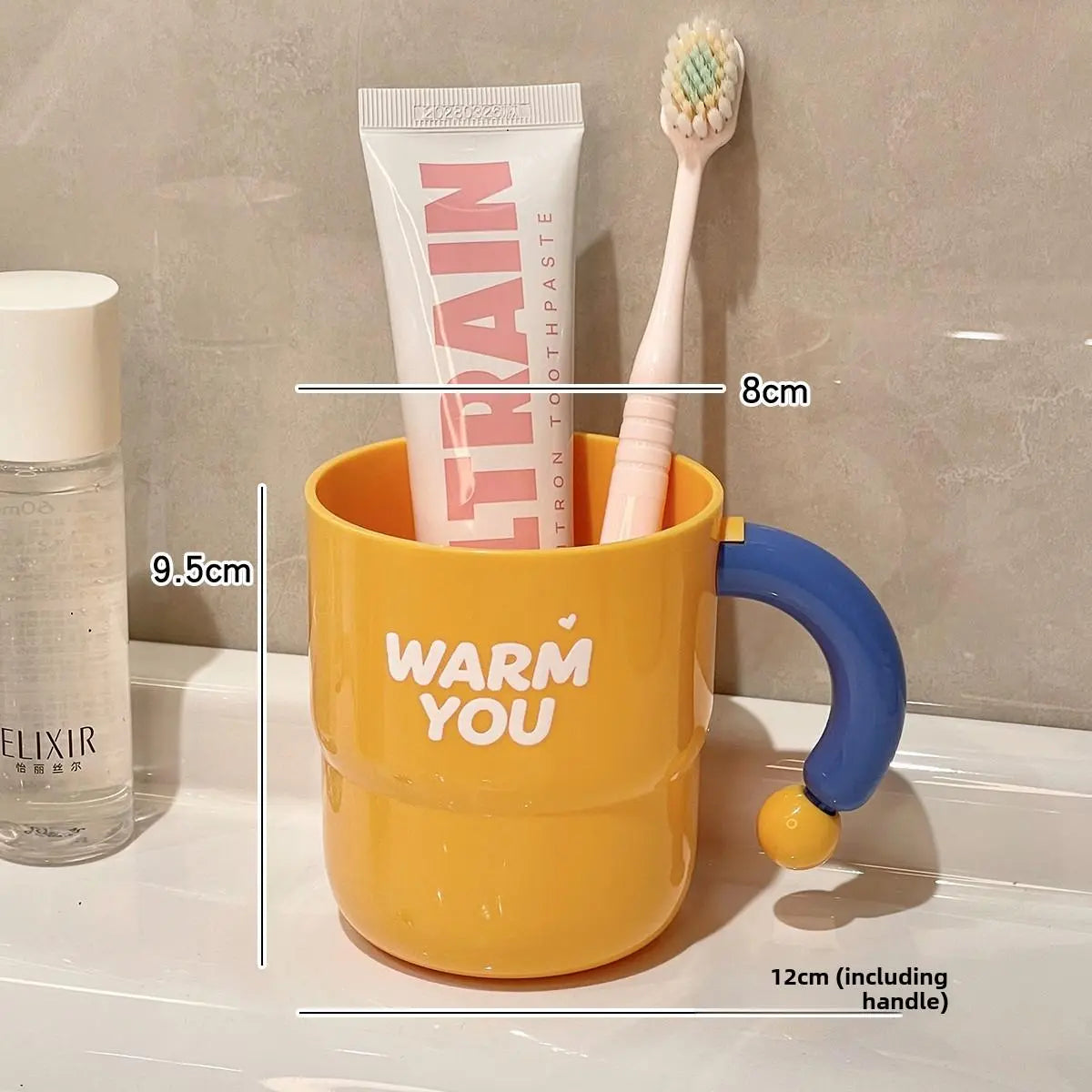 Anti-Mold Toothbrush Cup Creative Bathroom Accessories for Couples Children Students Plastic Printed Cartoon Style 400ml Capa...