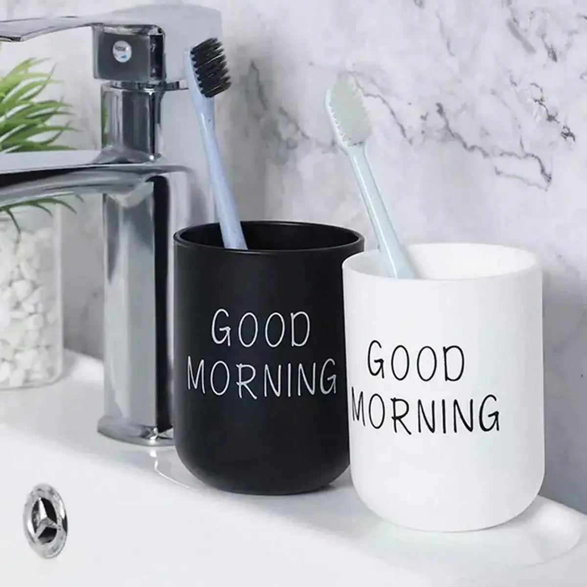 Creative Simple Home Oral Cup Set, Tumbler Cup, Cute Plastic Toothbrush Holder, European Style Couple Gift, Valentine's Day Present, Back-To-School Supplies, Bathroom Accessory, Home Goods