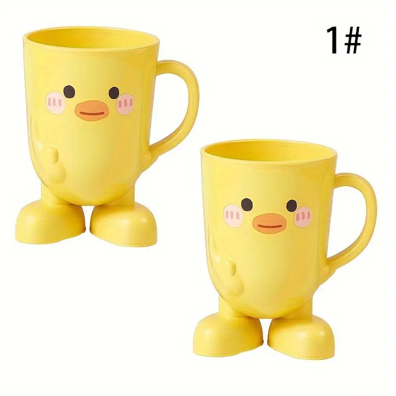Cartoon Bathroom Tumbler - Cute Face, Playful Look, Durable Plastic, Freestanding, Everyday Use for Bathroom Organization