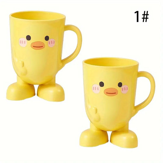 Cartoon Bathroom Tumbler - Cute Face, Playful Look, Durable Plastic, Freestanding, Everyday Use for Bathroom Organization