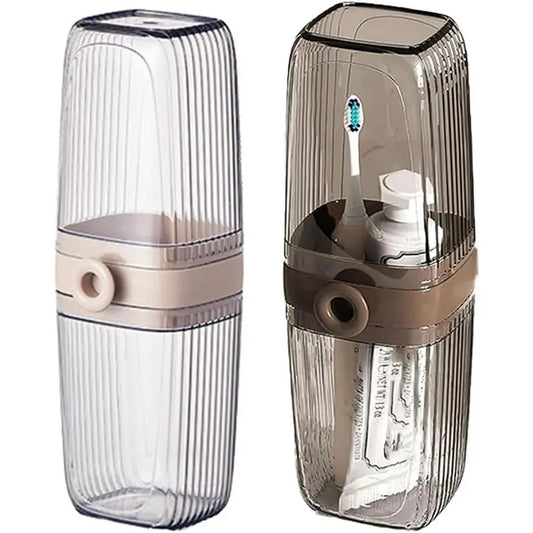 Portable Tumbler with Handle - 1-Piece Bathroom Toothbrush & Mouthwash Storage Set for Travel