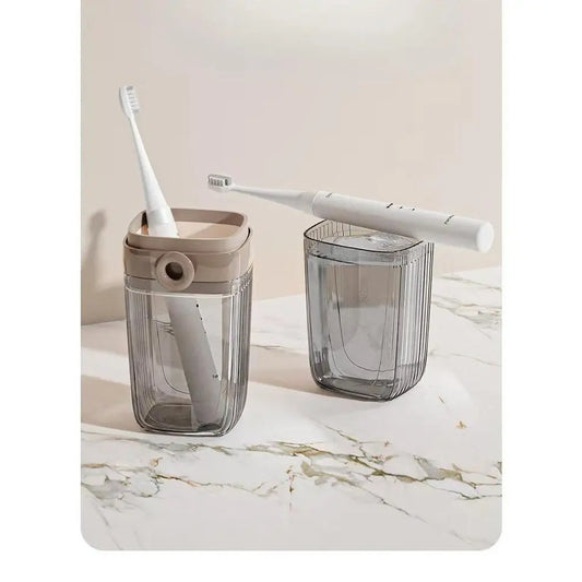 Dopamine Portable Draining Mouthwash Holder - Travel Cup, Bathroom Toothbrush Holder with Soap Storage Function