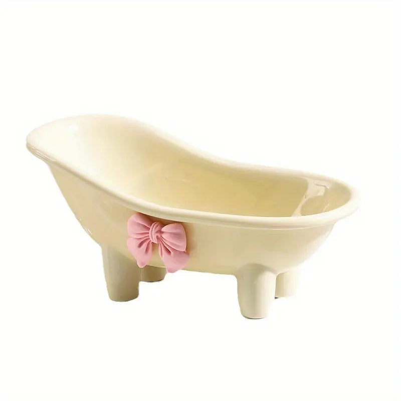 1PC Cute bow soap box, Household bathroom countertop drain soap box, Bathtub soap box, Soap Rack, Soap Container, Soap Bar Holder, Soap Dish Holder, Soap Dish For Bathroom Sink, Bathroom Accessories, Space-Saving Design for Organized Bathroom Countertops