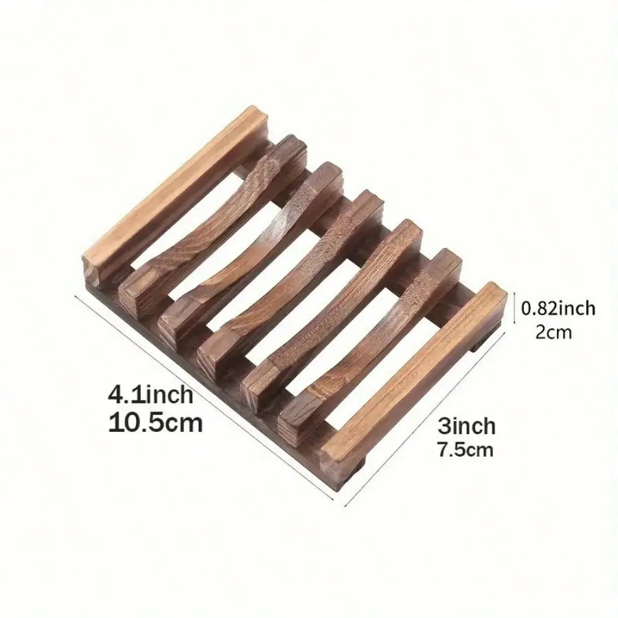 1/2pcs Natural Wooden Bathroom Soap Dish, Slatted Drainage Soap Holder