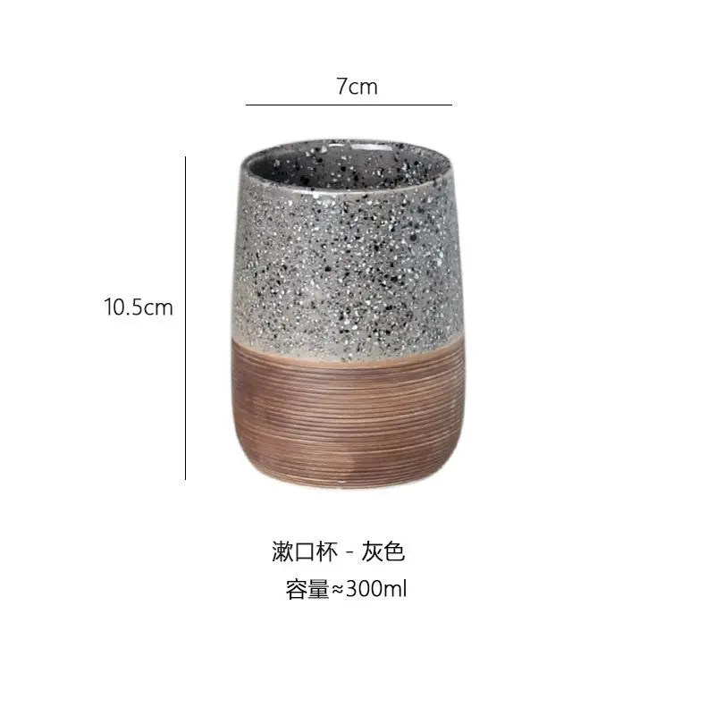 European Retro Ceramic Tumbler, Couple-Friendly Toothbrush & Mouthwash Cup, High-End Creative Home Bathroom Accessory