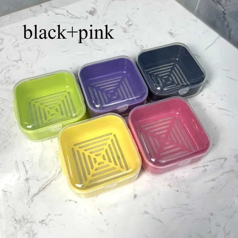 2pcs Plastic Square Travel Soap Box With Lid Sealed Dust-proof Soap Holder For Bathroom