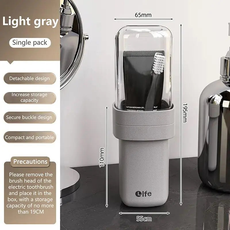 Portable Plastic Toothbrush Cup with Lid - Anti-Drop Bathroom Tumbler, Travel Container for Brushing and Mouthwash Use