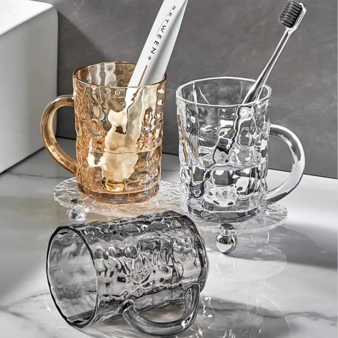 350ML Glass Bathroom Tumbler Couple Sets, Nordic-Style Mugs for Toothbrush, Mouthwash & Wash Brush, Travel-Friendly Bathroom Accessories